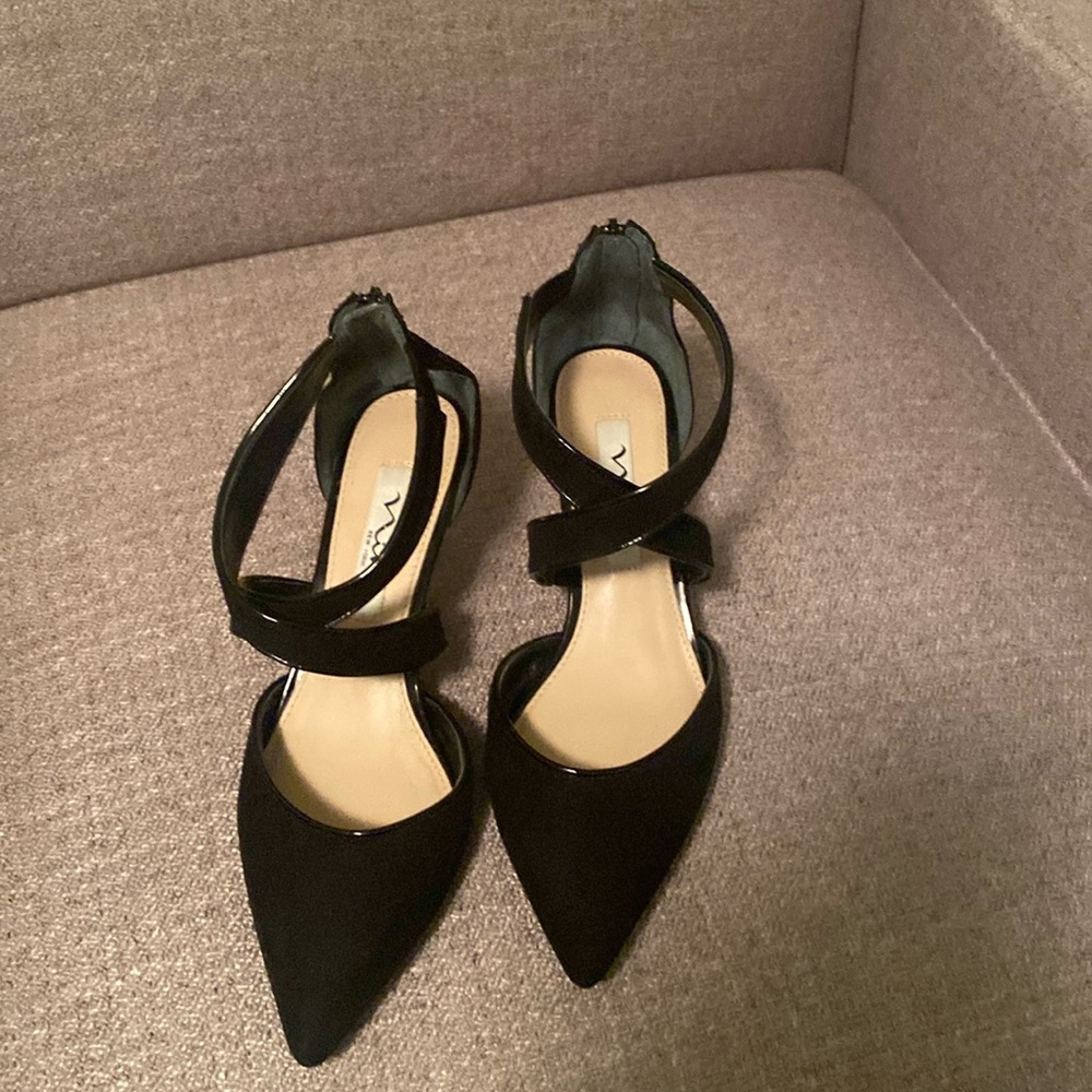 Nina black suede ankle shoes.
